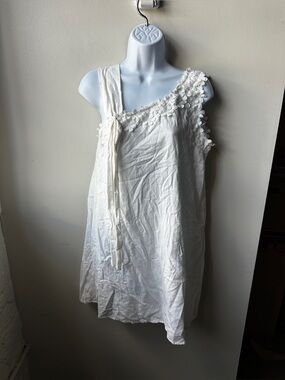 SHEIN Women's S White One Shoulder Daisy Lace Trim Tie Strap Cotton Mini Dress
